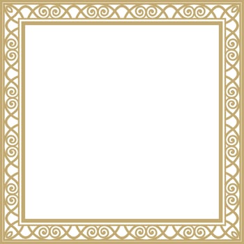 Vector gold square classic renaissance ornament. Endless european border, revival style frame