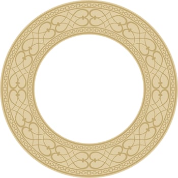 Vector gold round classic renaissance ornament. Circle, ring european border, revival style frame
