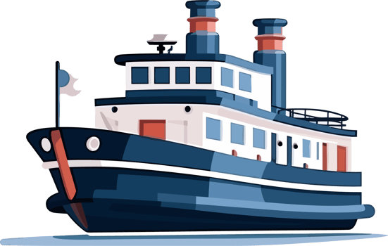 Ferry Boat illustration AI Generative png