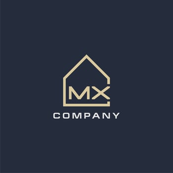 Initial letter MX real estate logo with simple roof style design ideas vector