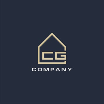 Initial letter CG real estate logo with simple roof style design ideas vector