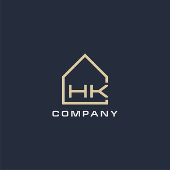 Initial letter HK real estate logo with simple roof style design ideas vector