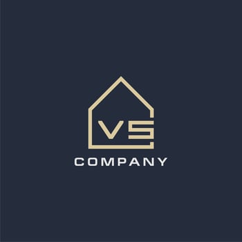 Initial letter VS real estate logo with simple roof style design ideas vector