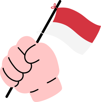 Hand holding Indonesian flag illustration png