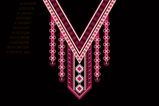 Beautiful ethnic collar lace oriental pattern traditional on black background. Aztec style embroidery abstract vector illustration. Designs for fashion texture, fabric, fashion women, print, clothes