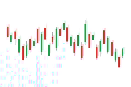 Stock market bar graph, candlestick chart, finance trade data, vector illustration.