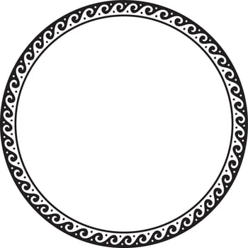 Vector round monochrome classic frame. Greek wave meander. Patterns of Greece and ancient Rome. Circle european border.