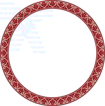 Vector red frame, border, Chinese ornament. Patterned circle, ring of the peoples of East Asia, Korea, Malaysia, Japan, Singapore, Thailand.