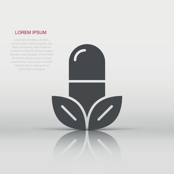 Vitamin pill note icon in flat style. Capsule vector illustration on white isolated background. Antibiotic sign business concept.