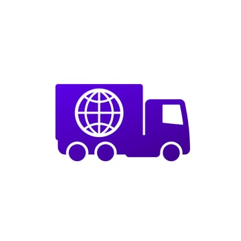 worldwide delivery with truck icon vector