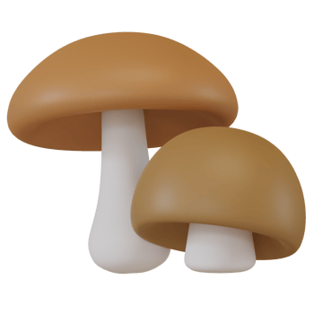 3D Render of Two Mushrooms in Cartoon Style. Autumn Concept Illustration png