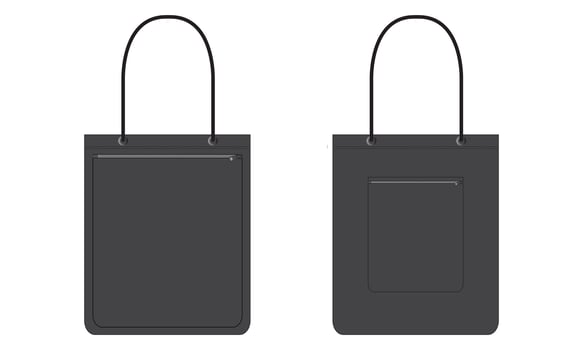 Tote hand bag vector illustration template front and back views