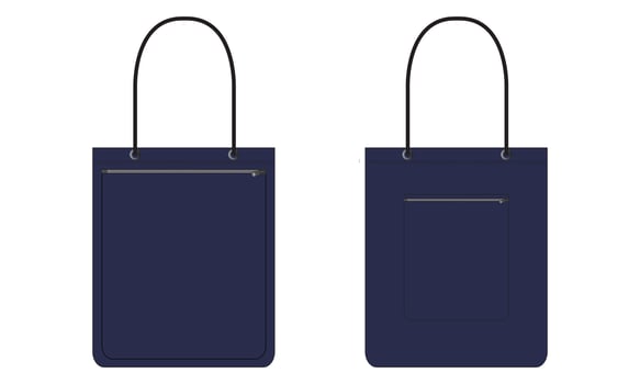 Tote hand bag vector illustration template front and back views