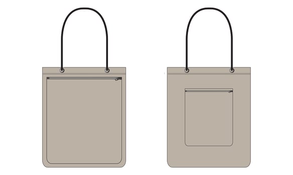 Tote hand bag vector illustration template front and back views