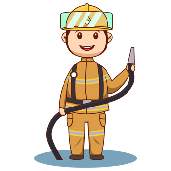 Cute Cartoon Male Firefighter Character png