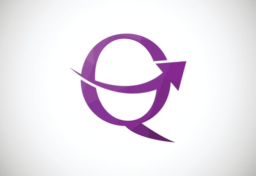 Low Poly and Letter Q logo design template, Vector illustration