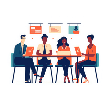 group of HR professionals interviewing job candidates . AI Generated png