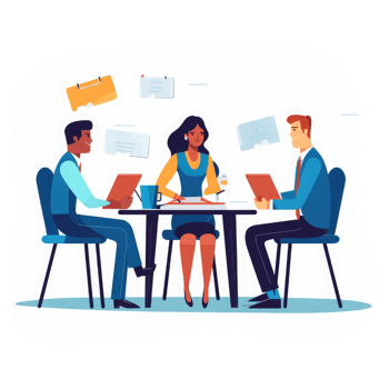 group of HR professionals interviewing job candidates . AI Generated png