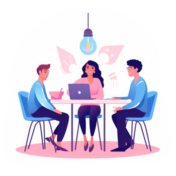 business people brainstorming discuss business ideas cooperate at office . AI Generated png