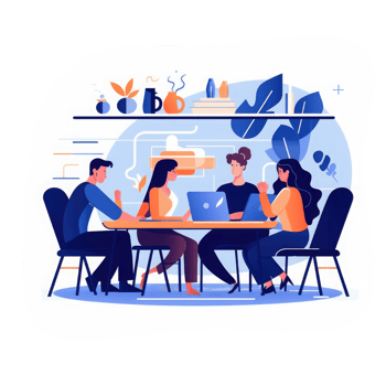 Business team working together, brainstorming, discussing ideas for project. People meeting at desk in office . AI Generated png