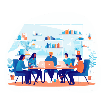 Business team working together, brainstorming, discussing ideas for project. People meeting at desk in office . AI Generated png