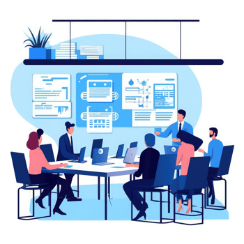 coporate to persuade management on the benefits of restructing teams . AI Generated png