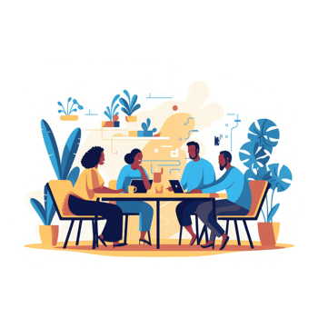 Marketing team meeting working with person with strategy presentation . AI Generated png