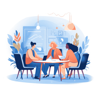 Marketing team meeting working with person with strategy presentation . AI Generated png