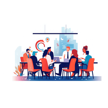 Business executives participating in a business meeting . AI Generated png