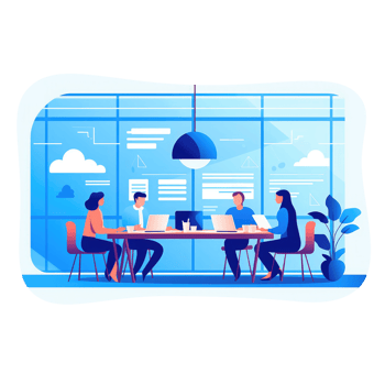 business team having a meeting in a modern office . AI Generated png
