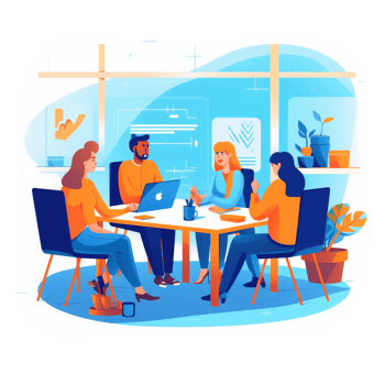 Marketing team meeting working with person with strategy presentation . AI Generated png