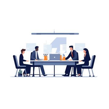 Business executives participating in a business meeting . AI Generated png