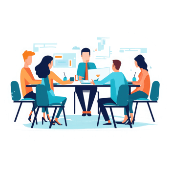 people are sitting around a table project management discussions professional profitability . AI Generated png