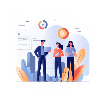 business team work on data presentation . AI Generated png