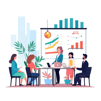meeting with manager presenting charts in conference room to the team . AI Generated png