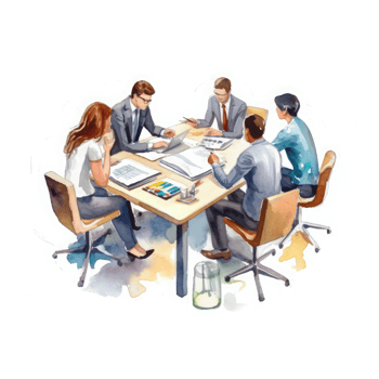 people are sitting around a table project management discussions professional profitability . AI Generated png