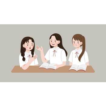 Group of students study together vector flat concept