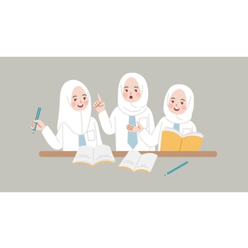 Group of students study together vector flat concept