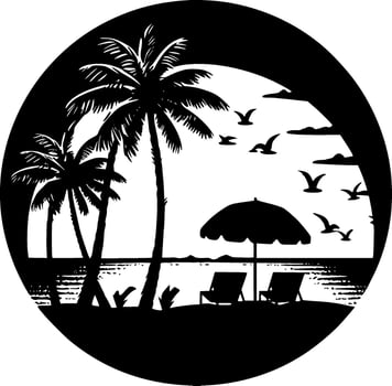 Beach, Minimalist and Simple Silhouette - Vector illustration