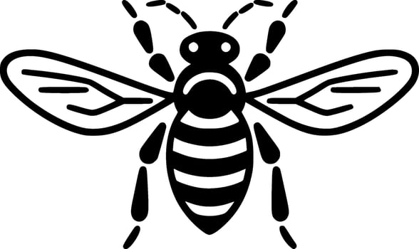 Bee, Black and White Vector illustration
