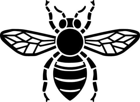 Bee, Black and White Vector illustration