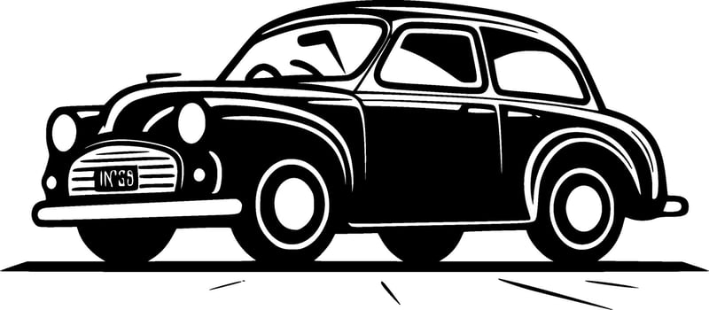 Car - Black and White Isolated Icon - Vector illustration