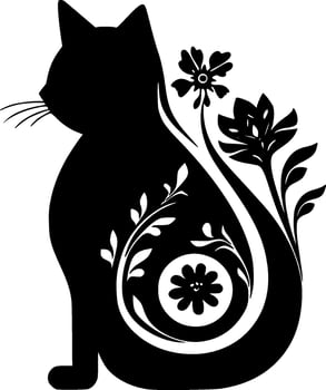 Cat - Black and White Isolated Icon - Vector illustration