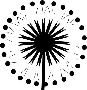 Dandelion - Black and White Isolated Icon - Vector illustration
