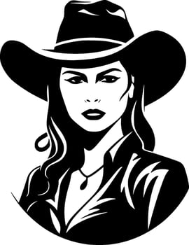 Cowgirl - Black and White Isolated Icon - Vector illustration