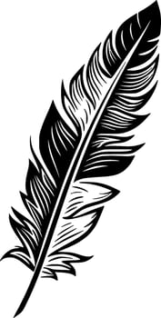 Feather - Black and White Isolated Icon - Vector illustration
