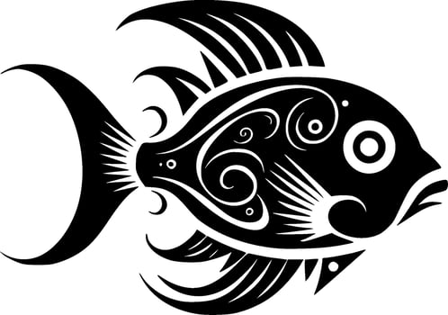 Fish - Black and White Isolated Icon - Vector illustration