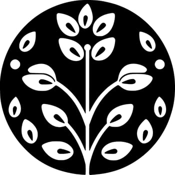 Floral - Black and White Isolated Icon - Vector illustration