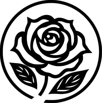 Flower - Black and White Isolated Icon - Vector illustration