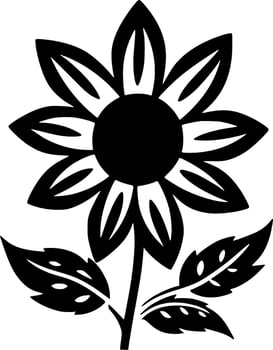 Flower - Black and White Isolated Icon - Vector illustration